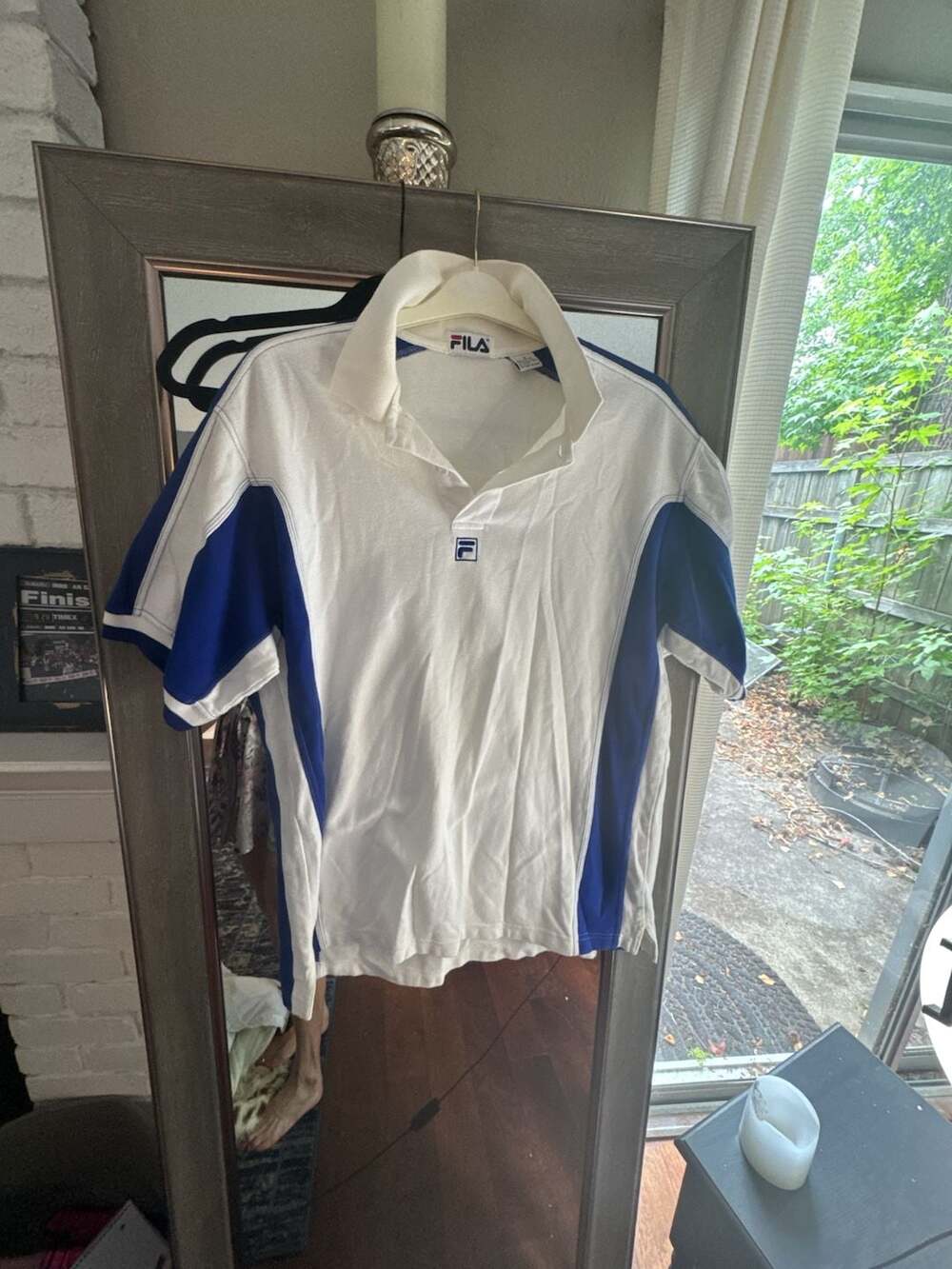 Vintage 90s Fila White and Blue Colorblock Cotton Polo Shirt